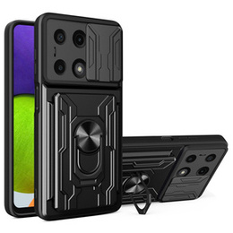 Etui pancerne do Xiaomi Redmi Note 13 Pro 4G / Xiaomi Redmi Note 14S / Xiaomi Poco M6 Pro 4G, Camera Slide Card Slot, czarne