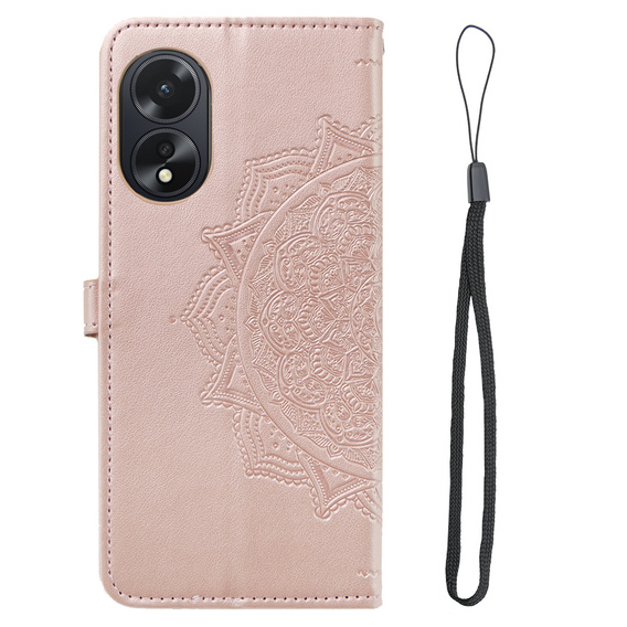 Etui z klapką do Oppo A58 4G, Mandala, różowe rose gold