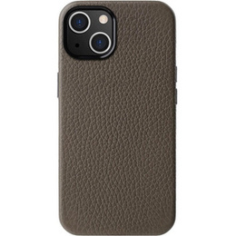 Etui MELKCO do iPhone 15 Plus, skórzane do MagSafe, szare