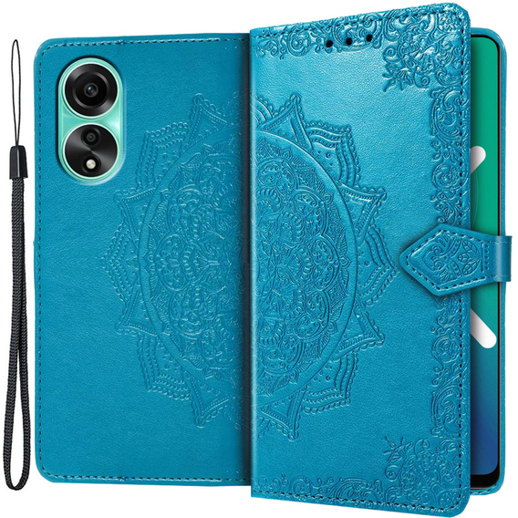 Etui z klapką do Oppo A78 4G, Mandala, niebieskie