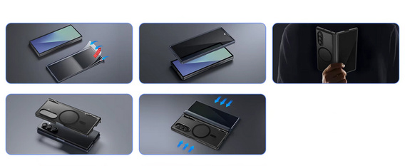 Etui do Samsung Galaxy Z Fold 7, Mobosi z ochroną zawiasów, czarne