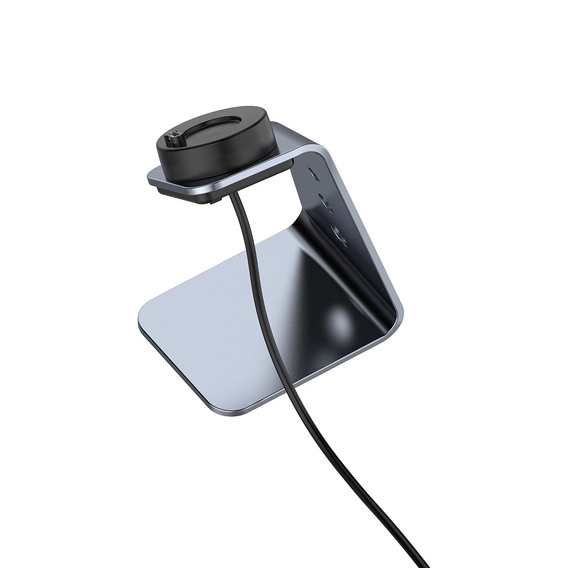 Aluminiowa Stacja Dokująca z kablem USB do zegarków Garmin, Szara