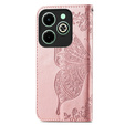 Etui z klapką do Infinix Hot 40i, Butterfly, różowe rose gold