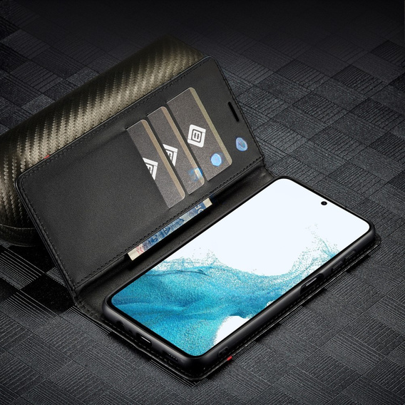 Etui z klapką do Samsung Galaxy A56 5G, Carbon LC.IMEEKE, czarne