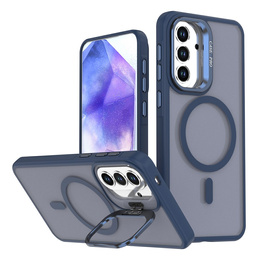 Etui do Samsung Galaxy A37 5G, Skin-touch z podstawką, do MagSafe, niebieskie