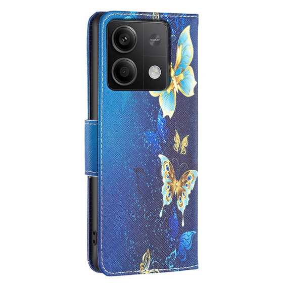 Etui z klapką do Xiaomi Redmi Note 13 5G, Wallet, Butterflies niebieskie