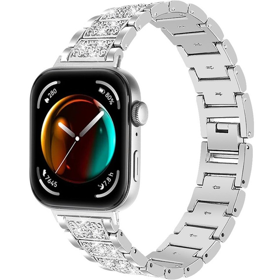 Bransoleta z Diamentami do Huawei Watch Fit 4 / 4 Pro / 3, Srebrna