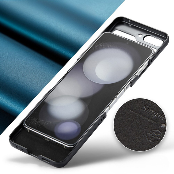 Etui do Samsung Galaxy Z Flip7 FE / Z Flip6, CASEME Litchi Leather, niebieskie