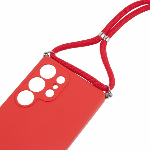 Etui do Samsung Galaxy S25 Ultra, na ramię ze smyczą – czerwone