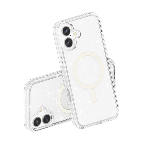 Etui do iPhone 17, do MagSafe, brokatowe, przezroczyste