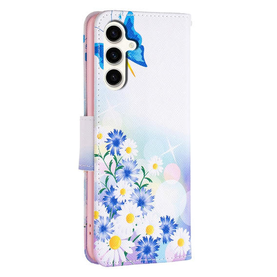 Etui z klapką do Samsung Galaxy S23 FE, Wallet, Butterfly & Flowers białe