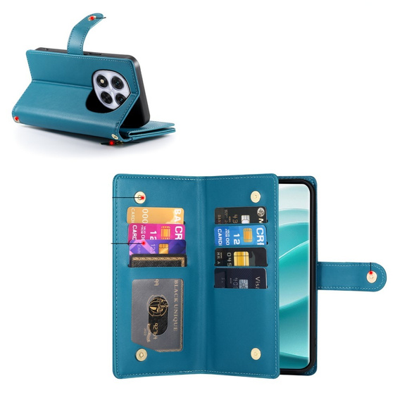 Etui z klapką do Xiaomi Redmi Note 14 Pro 5G / Poco X7 5G, Wallet Zipper Pocket, niebieskie