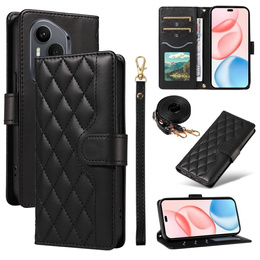 Etui z klapką do Honor 400 Pro 5G, Crossbody Leather Wallet, czarne