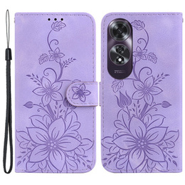 Etui z klapką do Oppo A60, Lily Flower, fioletowe