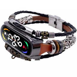 Pasek Skórzany do Xiaomi Mi Band 7/7 NFC, Brązowy / Czarny