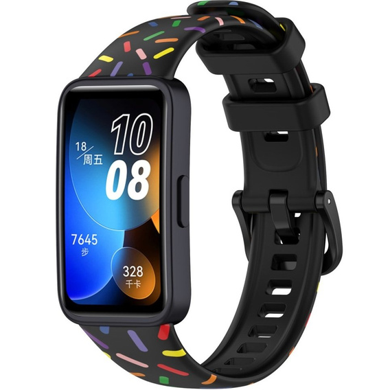 Pasek Silikonowy do Huawei Band 8 / Huawei Band 9 / Huawei Band 10, Czarny / Wielokolorowy