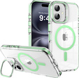 Etui do iPhone 17, do MagSafe, z podstawką, przezroczyste z zielonymi akcentami