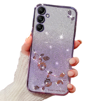 Etui do Samsung Galaxy A25, Glitter Flower, fioletowe