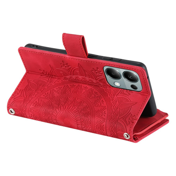 Etui z klapką do Xiaomi Redmi Note 13 Pro 4G / Xiaomi Redmi Note 14S / Xiaomi Poco M6 Pro 4G, Mandala, czerwone