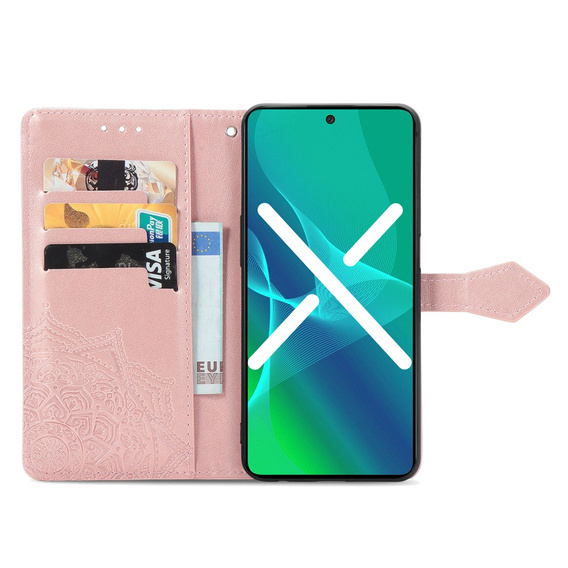 Etui z klapką do Oppo Reno 10 / 10 Pro, Mandala, różowe rose gold