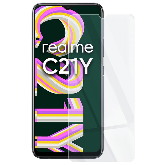 Zestaw Etui z klapką do Realme C21Y / C25Y, Motyl, Niebieskie + szkło