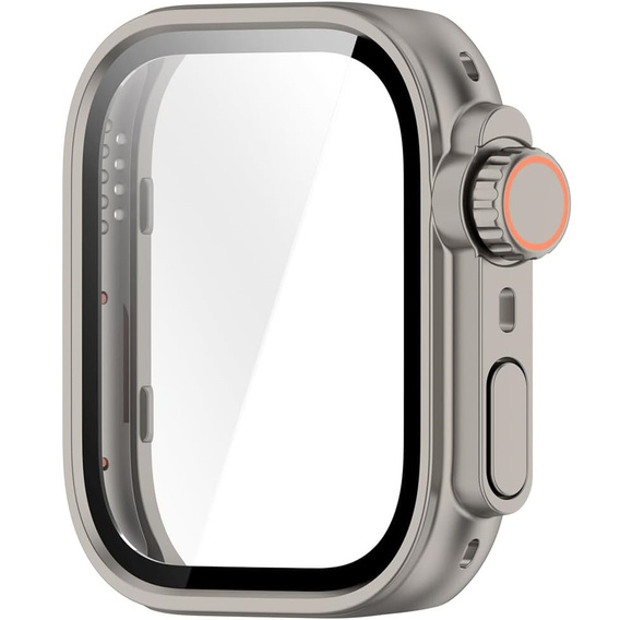 2w1 Etui + Szkło Hartowane do Huawei Watch Fit 4 Pro, Tytanowe/Pomarańczowe