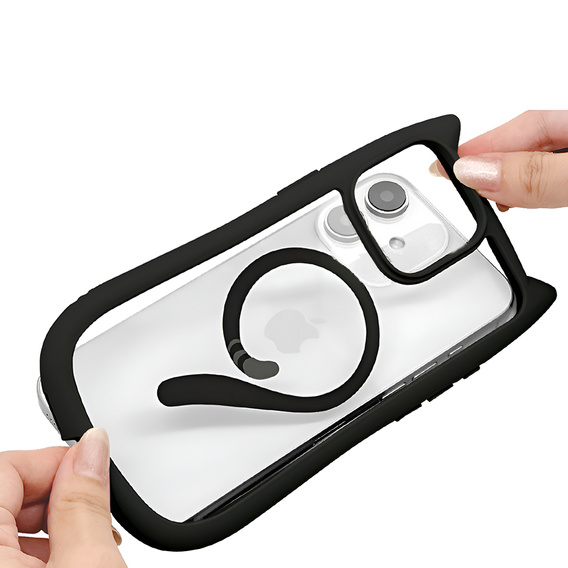 Etui do iPhone 11, do MagSafe, Cute Cat, czarne + Szkło na ekran