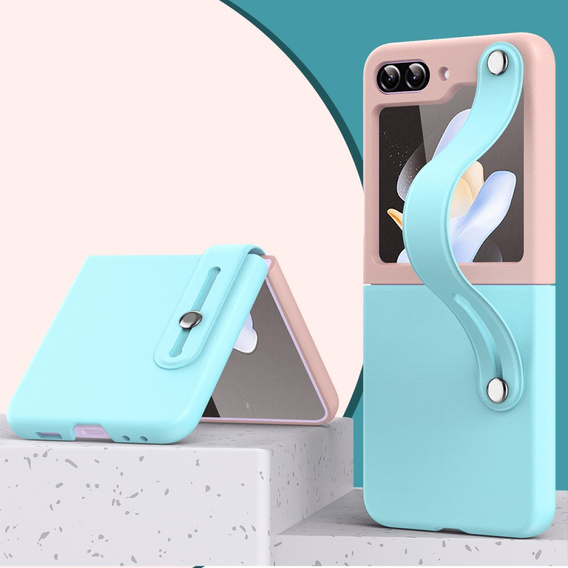 Etui Wristband Kickstand do Samsung Galaxy Z Flip5 5G, Miętowe / Różowe