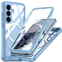 Etui do Samsung Galaxy S25 FE, Shockproof, ze szkłem, do MagSafe, niebieskie