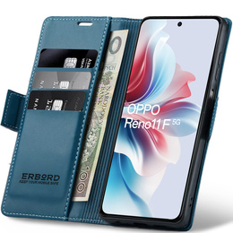 Etui do Oppo Reno 11F, ERBORD Glossy Litchi, portfel z klapką, niebieskie