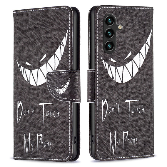 Etui z klapką do Samsung Galaxy A35 5G, Wallet, Don't Touch My Phone czarne