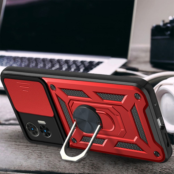 Etui pancerne do Motorola Edge 30 Neo 5G, CamShield Slide, czerwone
