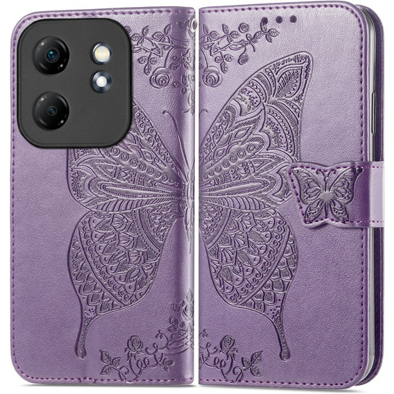 Etui z klapką do Infinix Hot 50i 4G, Butterfly, fioletowe