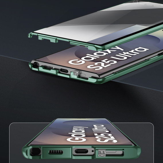 Etui Magnetic Dual Glass MagSafe do Samsung Galaxy S25 Ultra, zielone