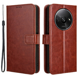 Etui z klapką do Xiaomi Redmi A3, Crazy Horse Wallet, brązowe
