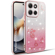 Etui do Motorola Moto G56 5G, Glitter Flower, różowe rose gold