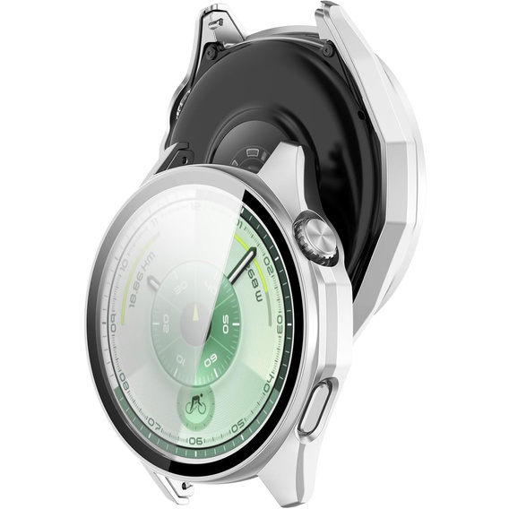 2w1 Etui + Szkło Hartowane do Huawei Watch GT 6 46mm, Srebrne