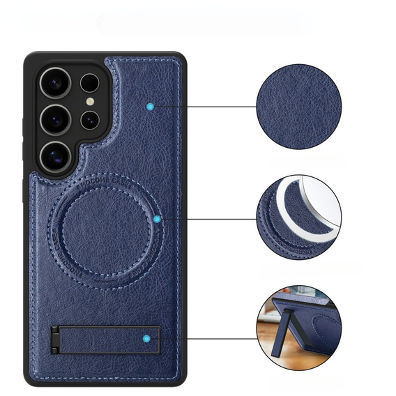 Etui skórzane z podstawką do Samsung Galaxy S25 Ultra – kompatybilne z MagSafe, sapphire