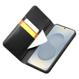 Skórzane etui portfelowe z funkcją podstawki do Samsung Galaxy S25 Edge – elegancja i funkcjonalność - czarne