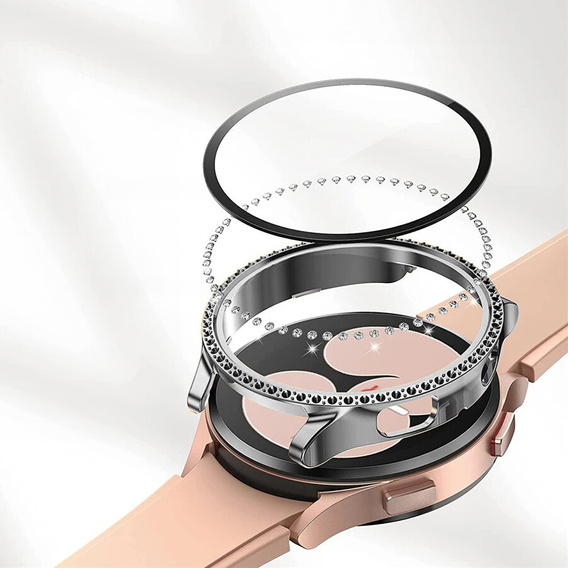 2w1 Etui + Szkło Hartowane do Samsung Galaxy Watch 7 44mm, Srebrne