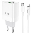 HOCO C80A Ładowarka Sieciowa PD 20W QC3.0 + Kabel USB-C - Lightning 1m, White