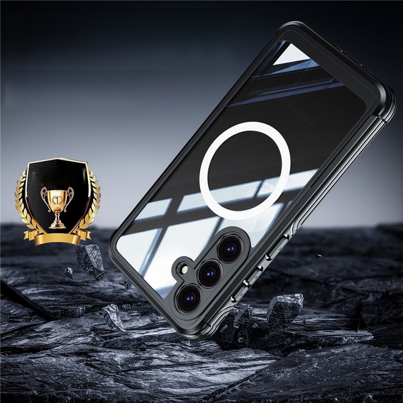 Etui do Samsung Galaxy S25 FE, Shockproof, ze szkłem, do MagSafe, czarne