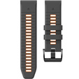 Pasek Silikonowy QuickFit do Garmin Fenix 22mm, Szary / Pomarańczowy