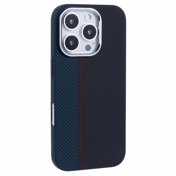 Etui do iPhone 16 Pro Max, Carbon Fiber MagSafe, czarne / niebieskie