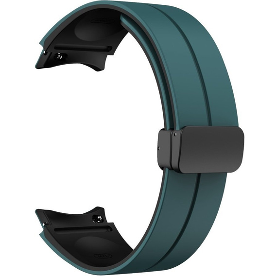 Pasek Silikonowy do Samsung Galaxy Watch 4/5/6/7/FE 40/42/43/44/45/46/47mm, Zielony / Czarny