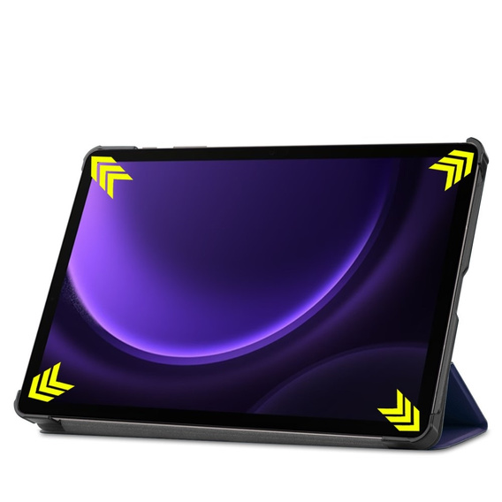 Etui do Samsung Galaxy Tab S9 FE / S10 FE, Tri-fold, z miejscem na rysik, granatowe