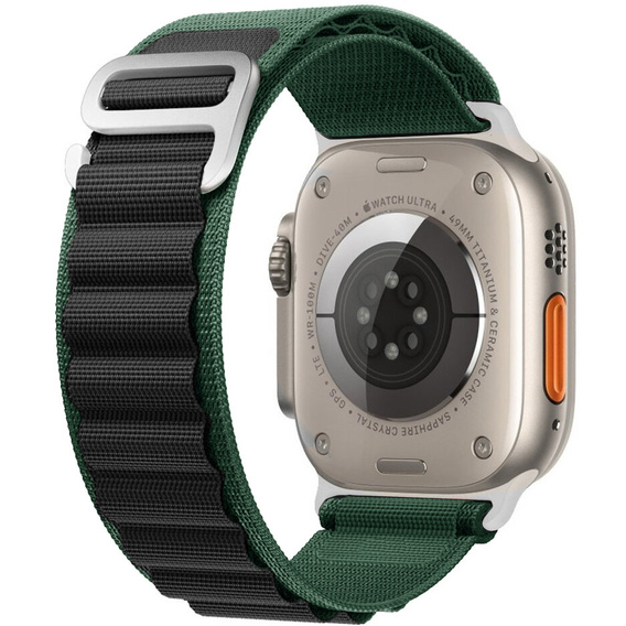 Pasek Nylonowy do Apple Watch 1/2/3/4/5/6/7/8/9/10/SE/Ultra/Ultra 2 42/44/45/46/49mm, Zielony / Czarny