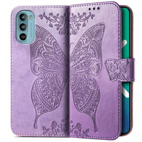 Etui z klapką do Motorola Moto G52 / G82 5G, Butterfly, fioletowe