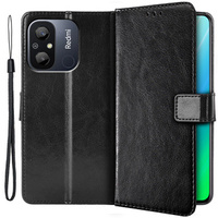 Etui z klapką do Xiaomi Redmi 12C, Crazy Horse Wallet, czarne