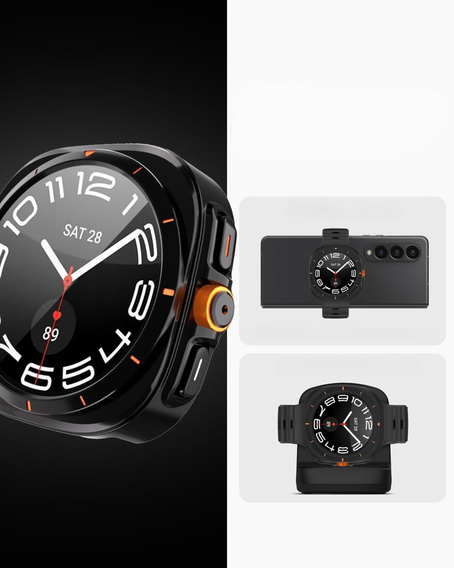 2w1 Etui + Szkło Hartowane do Samsung Galaxy Watch 7 44mm, Czarne
